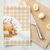 水の色ハローパンプキン、ハッピー秋Y'all キッチンタオル (四つ折り)