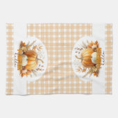 水の色ハローパンプキン、ハッピー秋Y'all キッチンタオル (横)