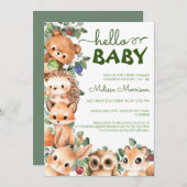 水の色ハロー男の赤ちゃんシャワー 招待状 (正面/裏面)