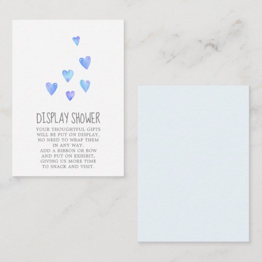 水の色ハート男の子シャワー表示シャワー エンクロージャーカード (正面/裏面)