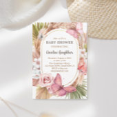 水の色バタフライフローラガーデンベビーシャワー 招待状