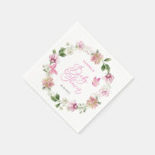 水の色バタフライフローラガールベビーシャワー スタンダードカクテルナプキン (角)