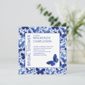 水の色バタフライブルーブライダルシャワー招待 招待状 (スタンド正面)