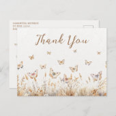 水の色バタフライボーホベイビーシャワーありがとう ポストカード (正面/裏面)