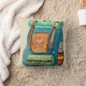 水の色バックパックと山引用文 クッション (ブランケット)