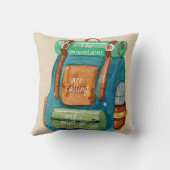 水の色バックパックと山引用文 クッション (裏面)