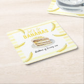 水の色バナナケーキ誕生日パーティー スクエアペーパーコースター (アングル)