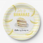 水の色バナナケーキ誕生日パーティー ペーパープレート (正面)