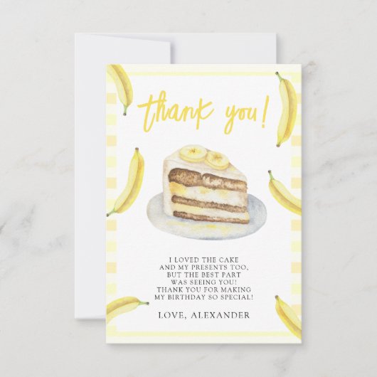 水の色バナナスバースデーパーティーありがとう サンキューカード (正面)