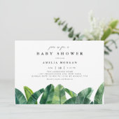 水の色バナナパーム葉サマーベビーシャワー 招待状 (スタンド正面)