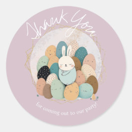 水の色バニーイースターサンキューベイビーシャワー ラウンドシール