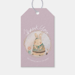 水の色バニーイースター誕生日ありがとうフローラ ギフトタグ