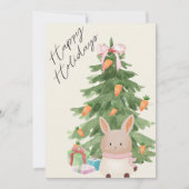 水の色バニーツリーペットラバークリスマスフラット シーズンカード (正面)