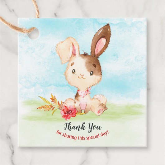 水の色バニーベビーシャワーファームありがとう フェイバータグ (正面)