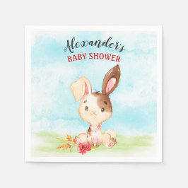 水の色バニーベビーシャワーファーム スタンダードカクテルナプキン