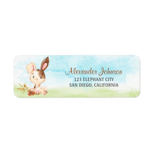 水の色バニーベビーシャワーファーム ラベル (正面)