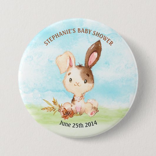 水の色バニーベビーシャワーファーム 缶バッジ (正面)