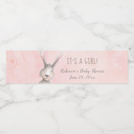 水の色バニーラビットその女の子カスタム ペットボトルラベル (シングルラベル)