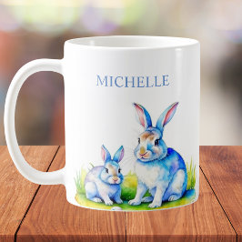 水の色バニーラビットイースター コーヒーマグカップ