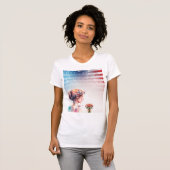 水の色バレンタインデーと愛国心しゃれている Tシャツ (正面フル)