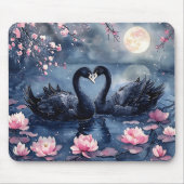 水の色バレンタインデー月の白鳥カップルフローラ マウスパッド (正面)