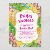 水の色パイナップルブライダルシャワー招待 招待状 (正面/裏面)