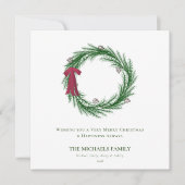 水の色パインとパインコーンのクリスマスホリデー シーズンカード (正面)