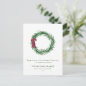 水の色パインとパインコーンのクリスマスホリデー シーズンポストカード (スタンド正面)