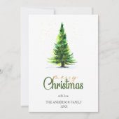 水の色パインエレガントツリーのクリスマスグリーティング シーズンカード (正面)