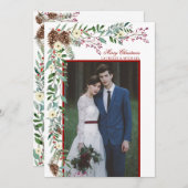 水の色パインガーランドクリスマスフォト シーズンカード (正面/裏面)