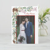 水の色パインガーランドクリスマスフォト シーズンカード (スタンド正面)