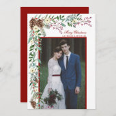 水の色パインガーランドクリスマスフォト シーズンカード (正面/裏面)