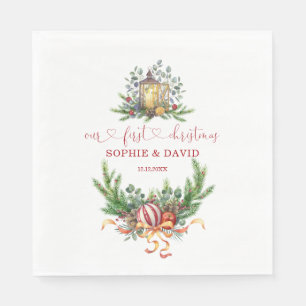 水の色パインクリスマスボール書道の最初の スタンダードランチョンナプキン