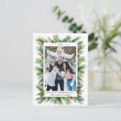 水の色パインズブランチクリスマスフォトホリデー ポストカード (スタンド正面)