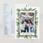 水の色パインズブランチクリスマスフォトホリデー ポストカード (正面/裏面)