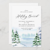 水の色パインツリークリスマスホリデーブランチ 招待状 (正面/裏面)