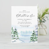 水の色パインツリーシックなクリスマスイブホリデー 招待状 (スタンド正面)