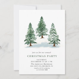 水の色パインツリーシックなクリスマスホリデーパーティー 招待状