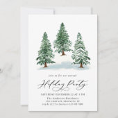 水の色パインツリーシックなクリスマスホリデーパーティー 招待状 (正面)
