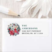 水の色パインツリーシックなクリスマス差出人住所 ラベル (インサイチュ)