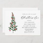 水の色パインツリーシックなホリデークリスマスイブ 招待状 (正面/裏面)