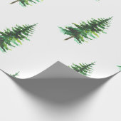 水の色パインツリーズウィンターホリデー ラッピングペーパー (角)