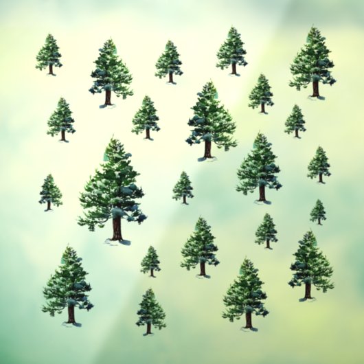 水の色パインツリーズスノーフェスティバルホリデーパターン ウィンドウサイン (シート3)