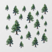 水の色パインツリーズスノーフェスティバルホリデーパターン ウィンドウサイン (シート)