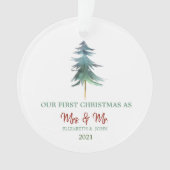 水の色パインツリーズ私たちの初めてのクリスマスホリデイ オーナメント (正面)