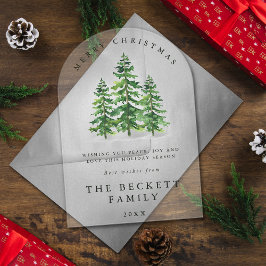水の色パインツリーフォレストホリデーカード アクリル招待状