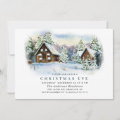水の色パインツリーホリデークリスマスイブ 招待状 (正面)