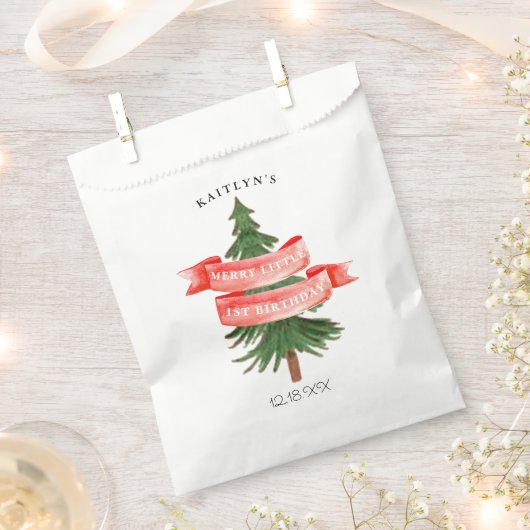 水の色パインツリーリッメリートル誕生日 フェイバーバッグ (クリップ留めされた状態)