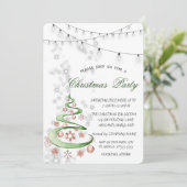 水の色パインツリー，ボール，ライト，クリスマスパーティー 招待状 (スタンド正面)