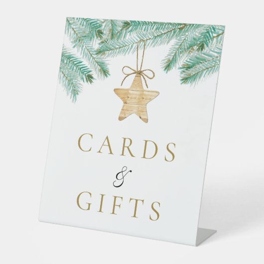 水の色パインバウ冬のウェディングカード&ギフト 台座サイン (正面)